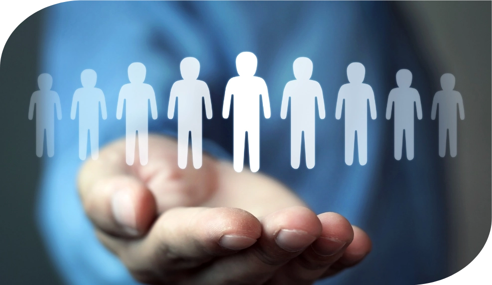 Ícones de pessoas na palma da mão